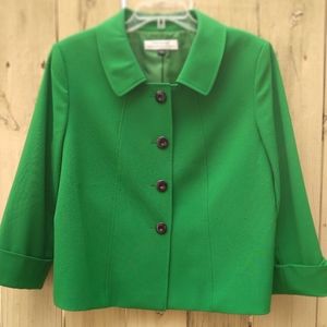 Tahari sz 14 Kelly Green 3/4 sleeve blazer